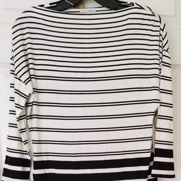 HALOGEN Bateau Neck Blouse Striped knit Top NEW - Picture 4 of 7